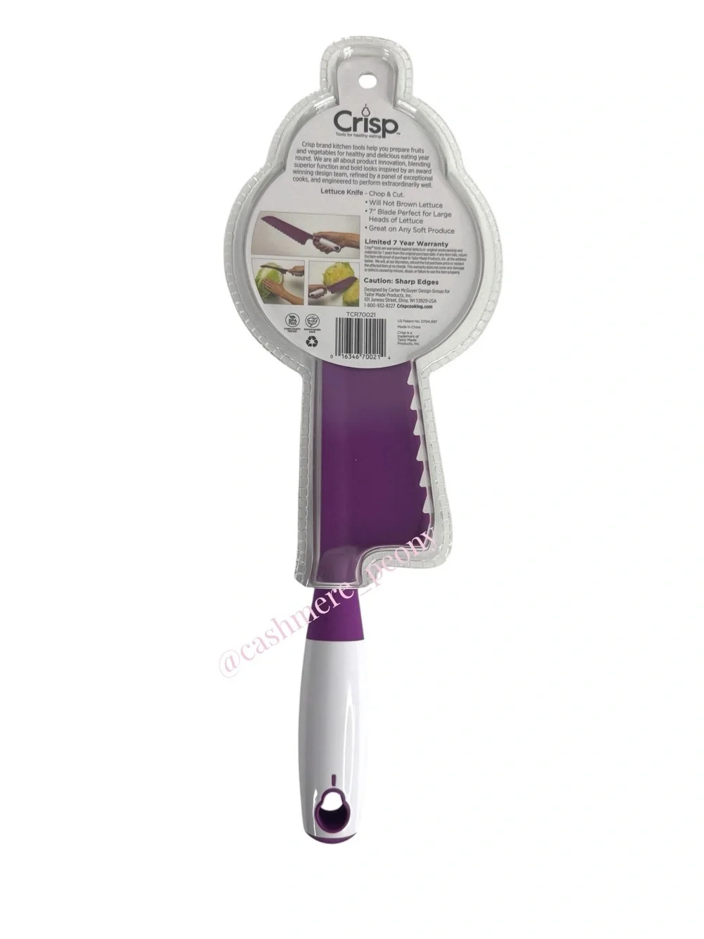 NEW Crisp Purple 7” Lettuce Chop & Cut Knife-Will Not Brown Lettuce!